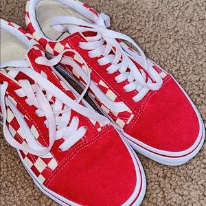 Red vans with white checkers